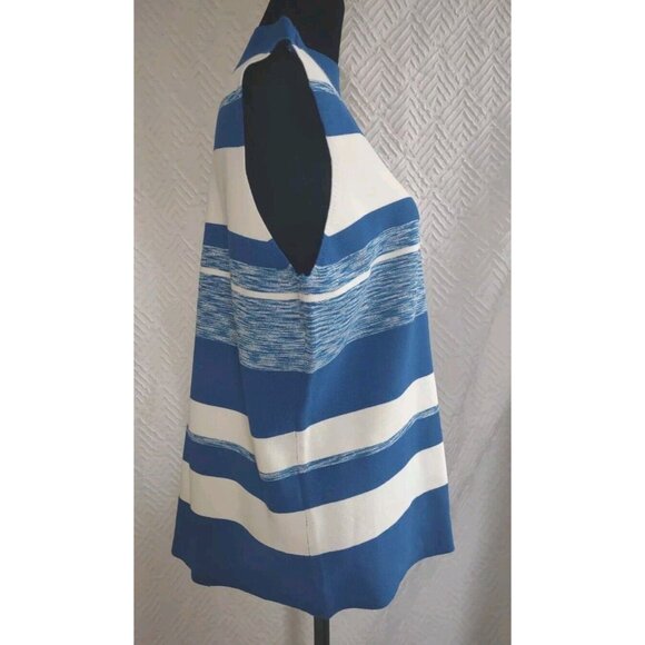 New Nine West Size XL Pullover Sleeveless Blue White Mock Turtle Neck Top - Picture 5 of 12